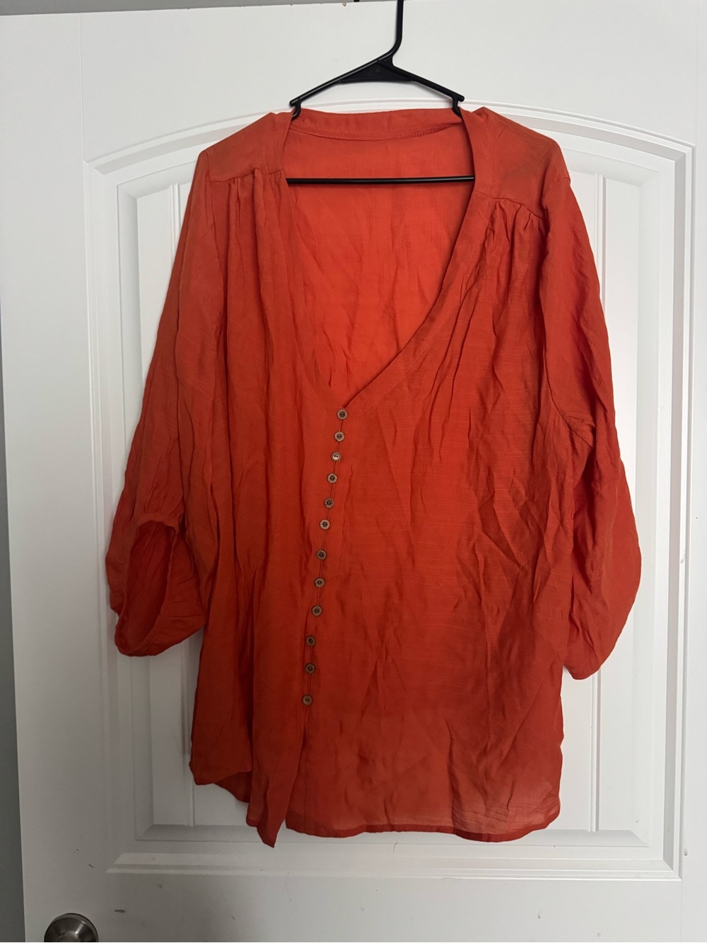 SHEIN Orange Button-Front Tunic Blouse